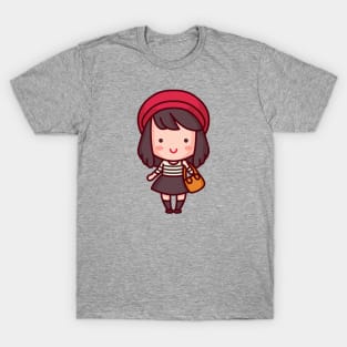 Kawaii French Parisian Girl Character T-Shirt